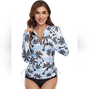 Hiskywin Long Sleeve Rash Guard Swim Top UV Sun Protection Small